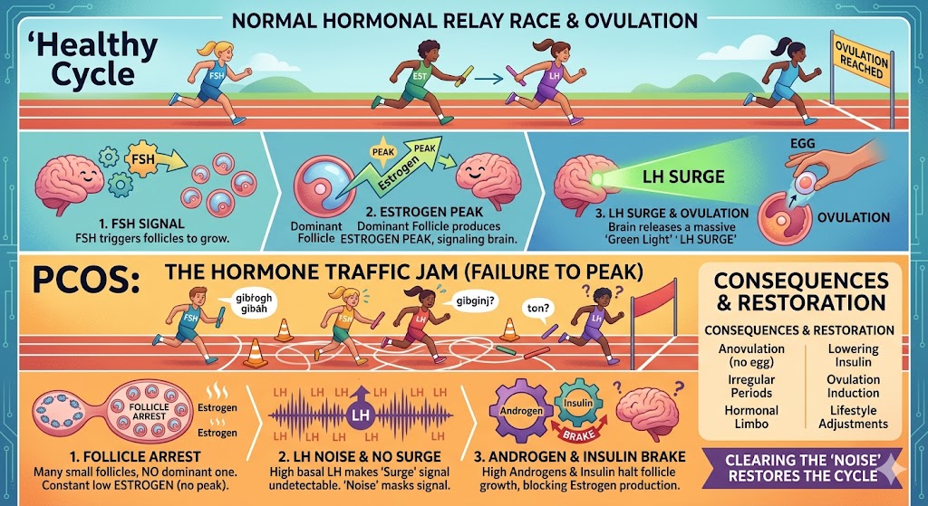 Why the Estrogen Peak Fails in PCOS (And Why Ovulation Stalls)