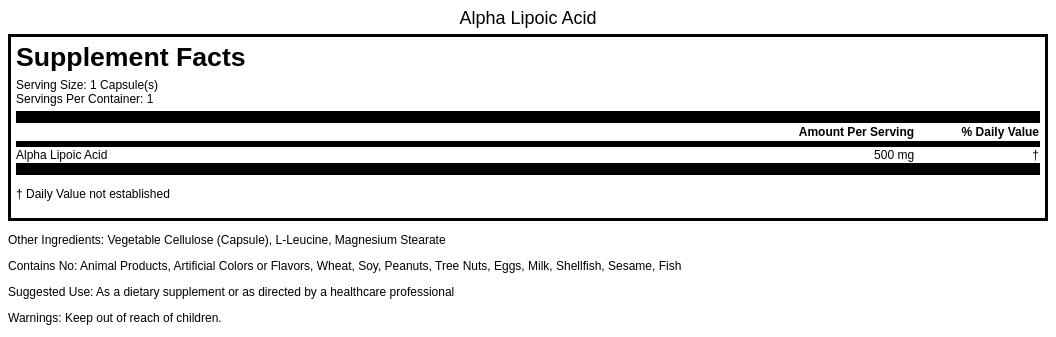 Alpha Lipoic Acid